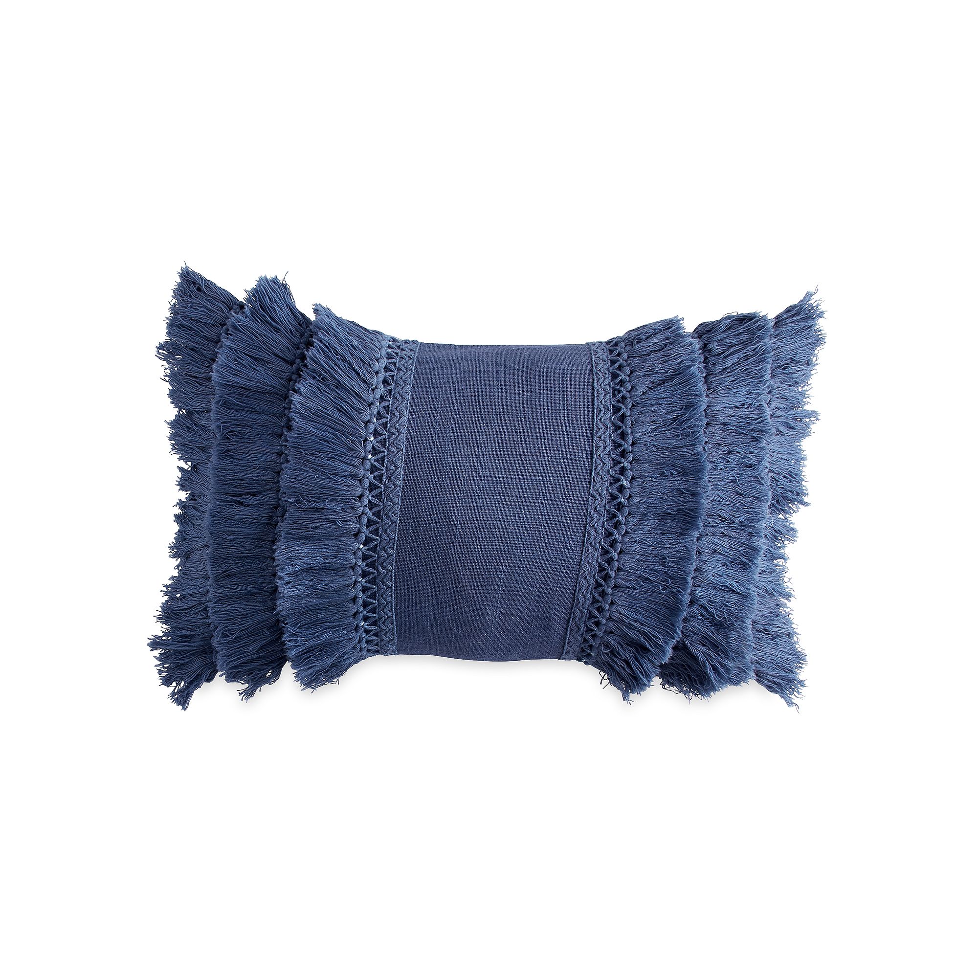 Peri Fringe Throw Pillow, Blue