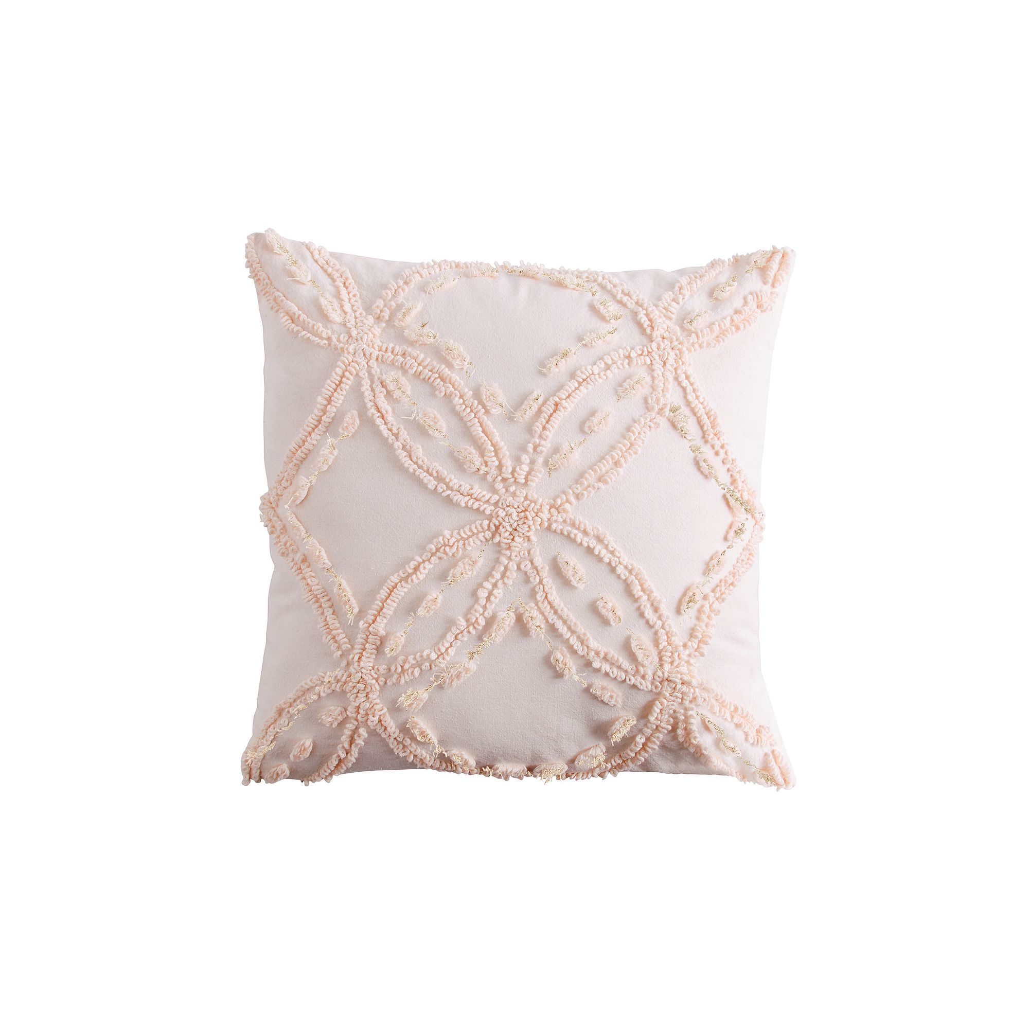 Peri Metallic Chenille Throw Pillow, Blush
