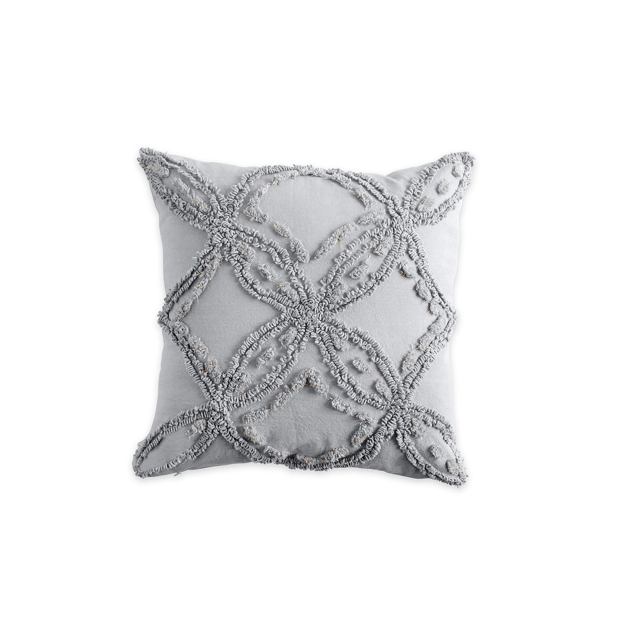 Peri Metallic Chenille Throw Pillow, Gray