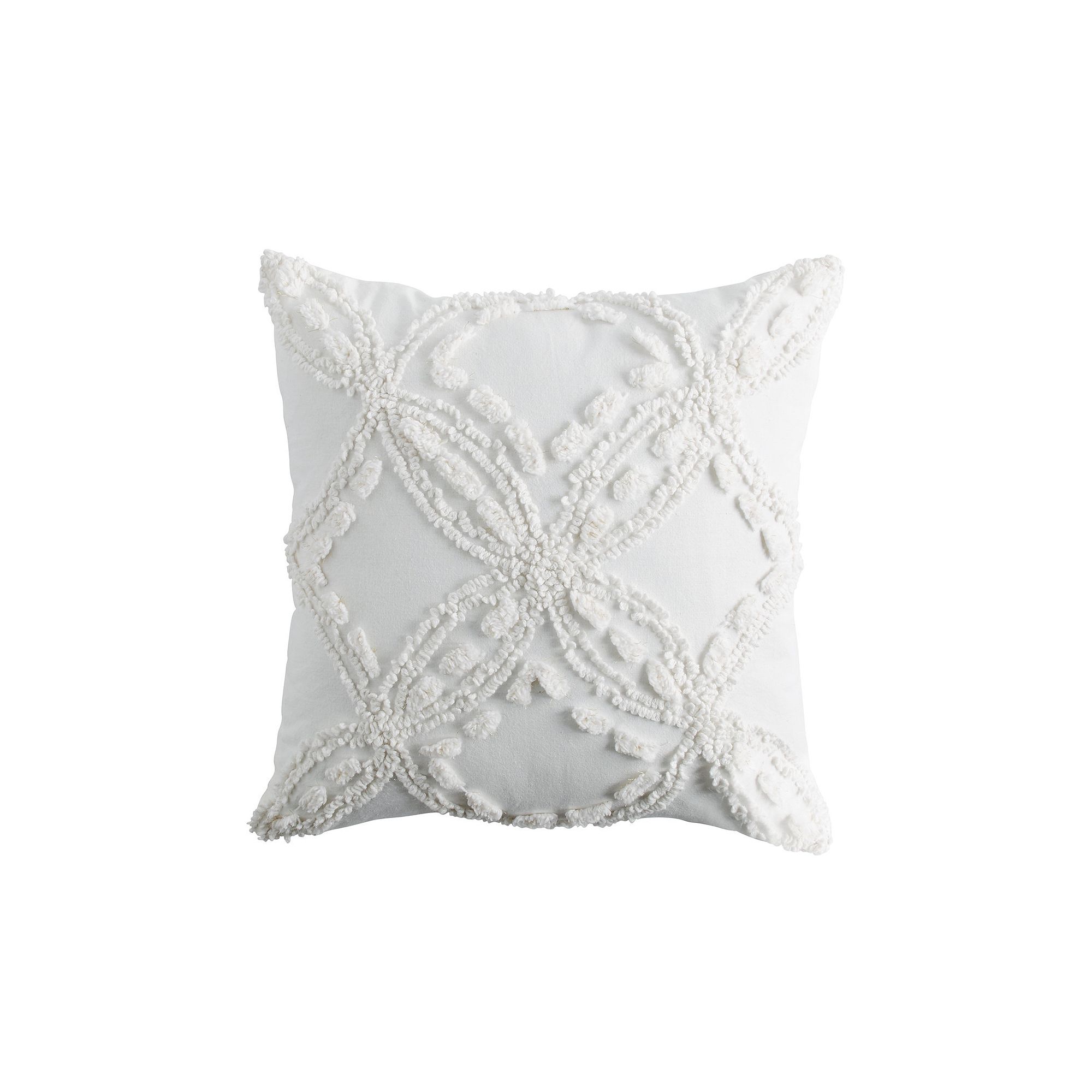 Peri Metallic Chenille Throw Pillow, Ivory