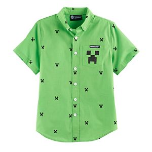 Boys 8-20 Minecraft Creeper Button-Down Shirt