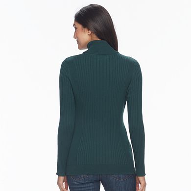 Women's Croft & Barrow® Essential Ribbed Turtleneck Sweater