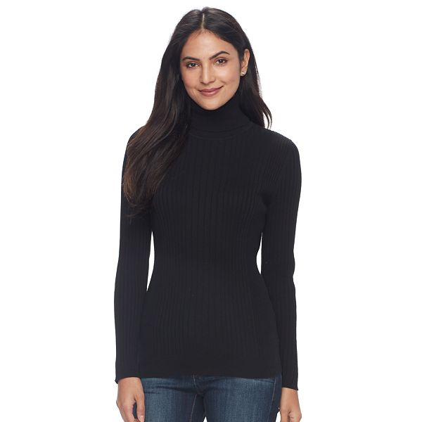 Women's Croft & Barrow® Essential Ribbed Turtleneck Sweater