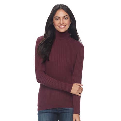 Women's Croft & Barrow® Essential Ribbed Turtleneck Sweater
