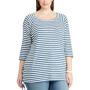 Plus Size Chaps Striped Lace-Up Pullover
