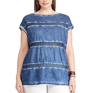 Plus Size Chaps Lace Striped Top