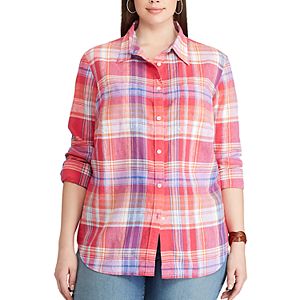 Plus Size Chaps Plaid Twill Shirt