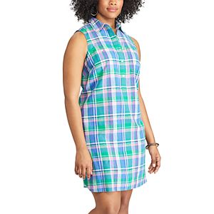 Plus Size Chaps Plaid Linen Blend Shirtdress