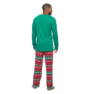 Men's Jammies For Your Families "Team Santa" Santa Sleep Top & Fleece Bottoms Pajama Set