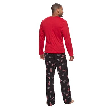 Men's Jammies For Your Families Movie Night Sleep Top & Fleece Bottoms Pajama Set