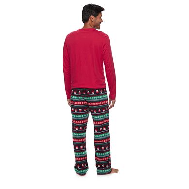 Men's Jammies For Your Families Snowman Sleep Top & Fleece Bottoms Pajama Set
