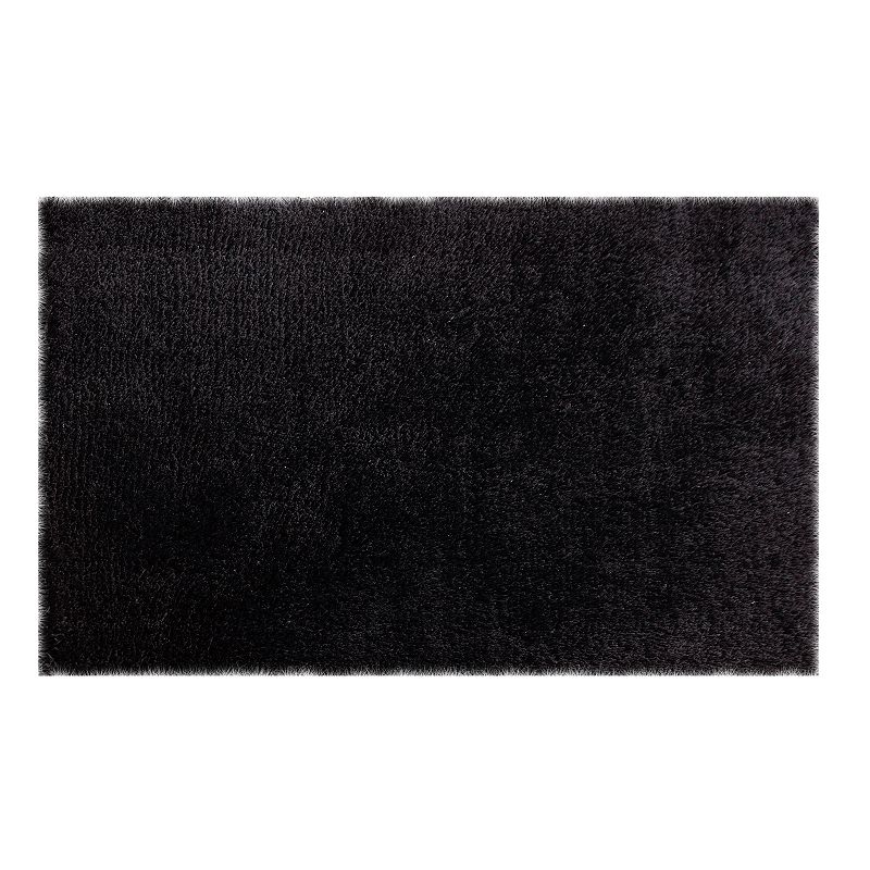 Chesapeake Microfiber Solid Shag Rug, Black, 7X9 Ft