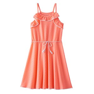 Girls Plus Size SO® Textured Ruffle Dress