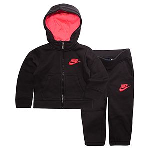 Baby Girl Nike Hooded Cardigan & Pants Fleece Set