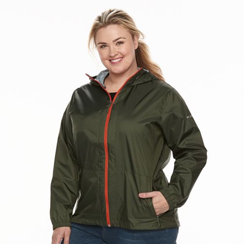 Plus Size Columbia Rain to Fame Hooded Rain Jacket