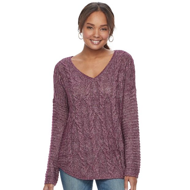 Women s Sonoma Goods For Life Cable Knit V Neck Sweater