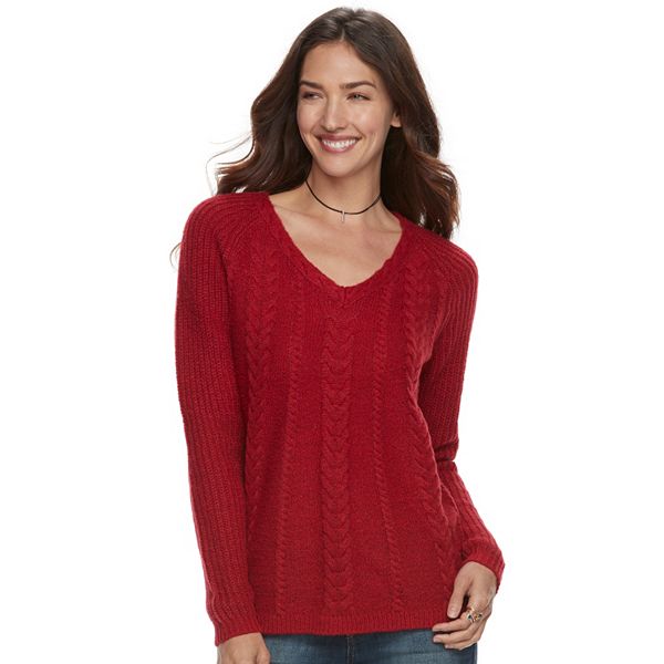 Women's Sonoma Goods For Life® Cable Knit V-Neck Sweater