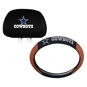Dallas Cowboys Steering Wheel & Head Rest Cover Set