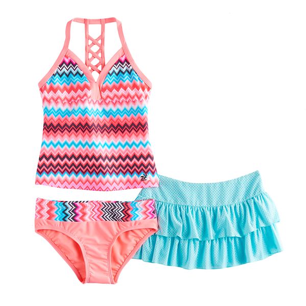 Girls 7 16 Zeroxposur 3 Pc Patterned Tankini Set 4761