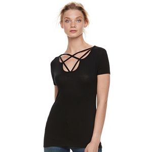 Women's Rock & Republic® Black Strappy Tee