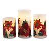 Apothecary Poinsettia Flameless LED Candle & Remote 4-piece Set 