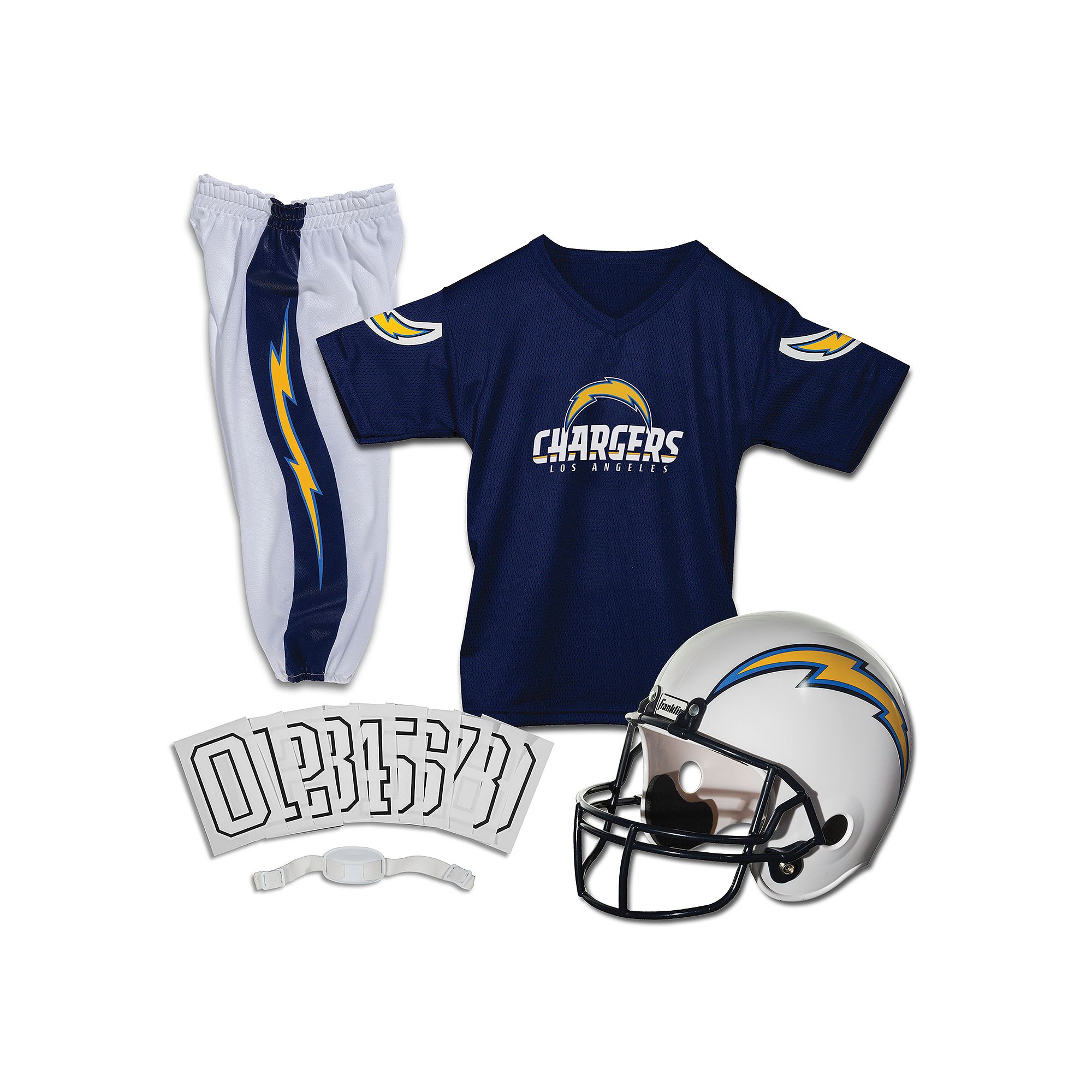 Franklin Sports San Diego Chargers Deluxe Football Uniform Set, Team