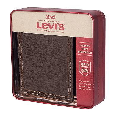 Men's Levi's RFID-Blocking Extra-Capacity Brown Slimfold Wallet