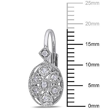 Stella Grace Sterling Silver 1/8 Carat T.W. Diamond Oval Drop Earrings