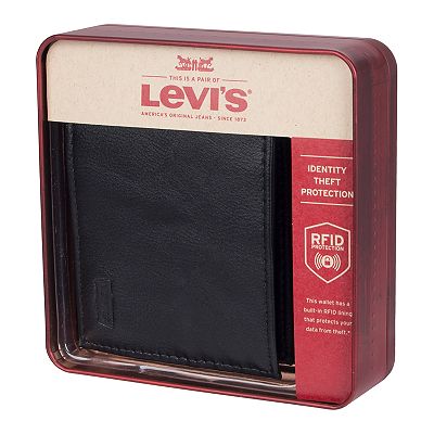 Men s Levi s RFID Blocking Extra Capacity Black Slimfold Wallet