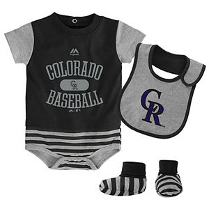 Baby Majestic Colorado Rockies Property 3-Piece Bodysuit Set