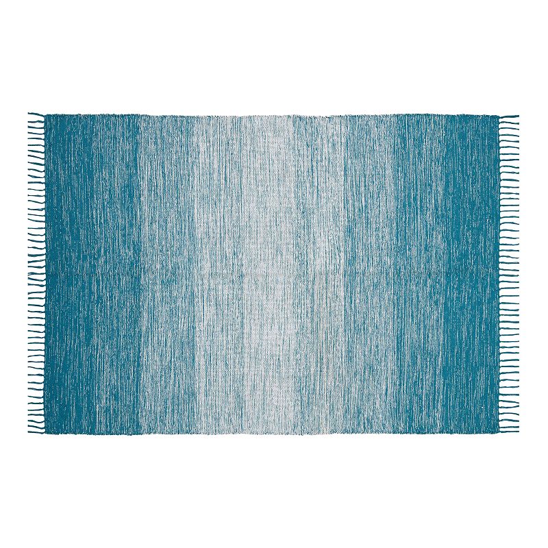 Chesapeake Cotton Ombre Striped Rug, Turquoise/Blue, 5X7 Ft