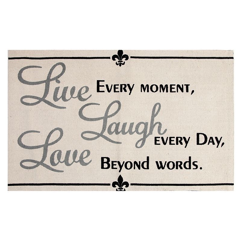 Chesapeake Paris ''Live, Laugh, Love'' Printed Typography Rug, Natural, 3X5 Ft