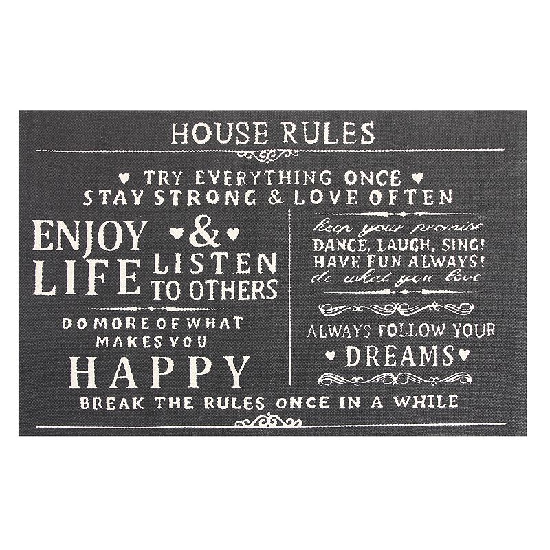 Chesapeake Paris ''House Rules'' Printed Typography Rug, Grey, 3X5 Ft