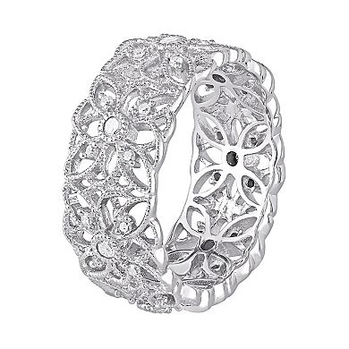 Stella Grace Sterling Silver 1/3 Carat T.W. Diamond Openwork Flower Ring
