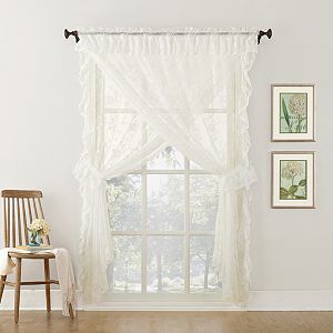 No918 Alison Ruffled Floral Lace Sheer Priscilla Curtain Set