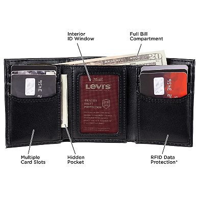 Men's Levi's RFID-Blocking Trifold Wallet with Zipper Closure
