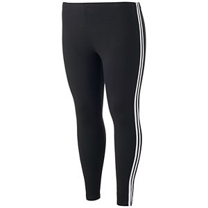 Juniors' Plus Size SO® Side Stripe Black Leggings