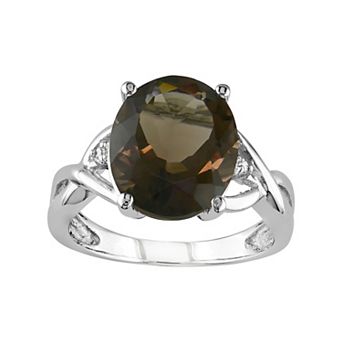 Stella Grace Sterling Silver Smoky Quartz & Diamond Accent Ring