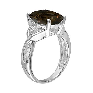 Stella Grace Sterling Silver Smoky Quartz & Diamond Accent Ring
