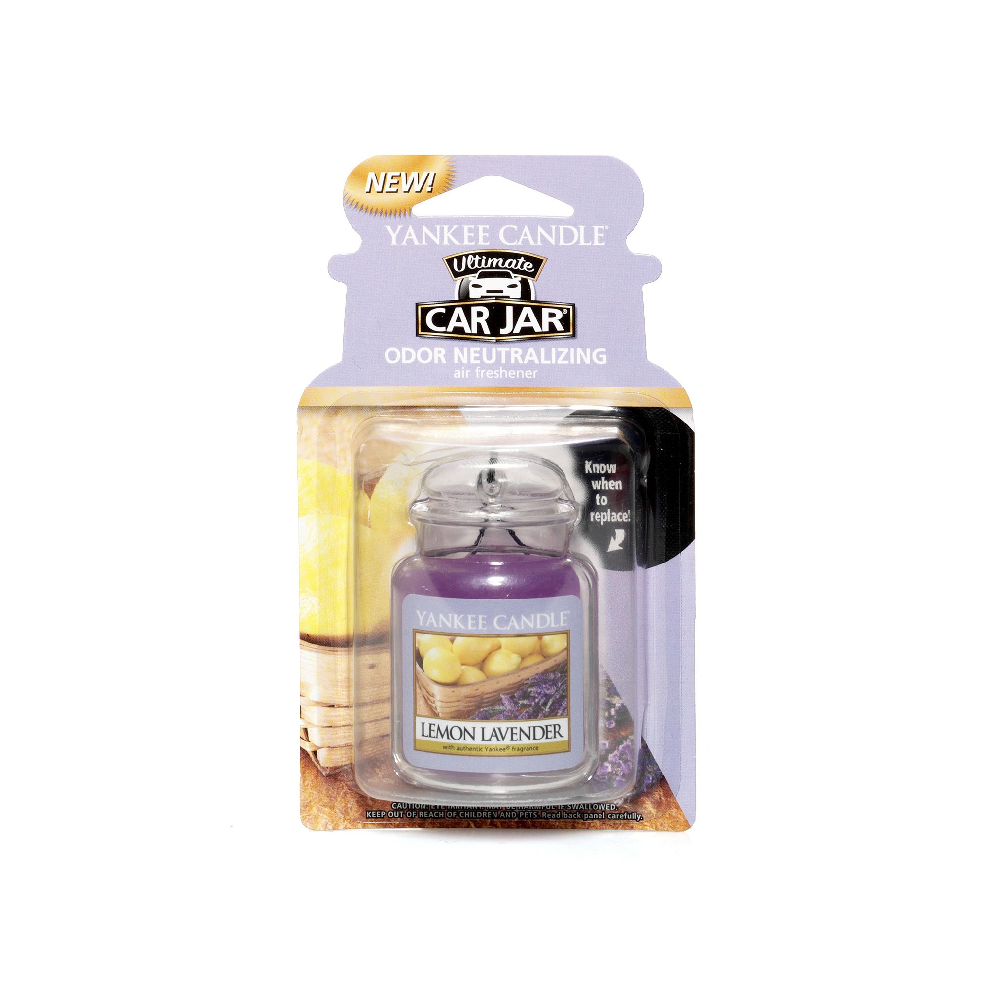 Yankee Candle Car Jar Lemon Lavender Air Freshener, Yellow Lavn