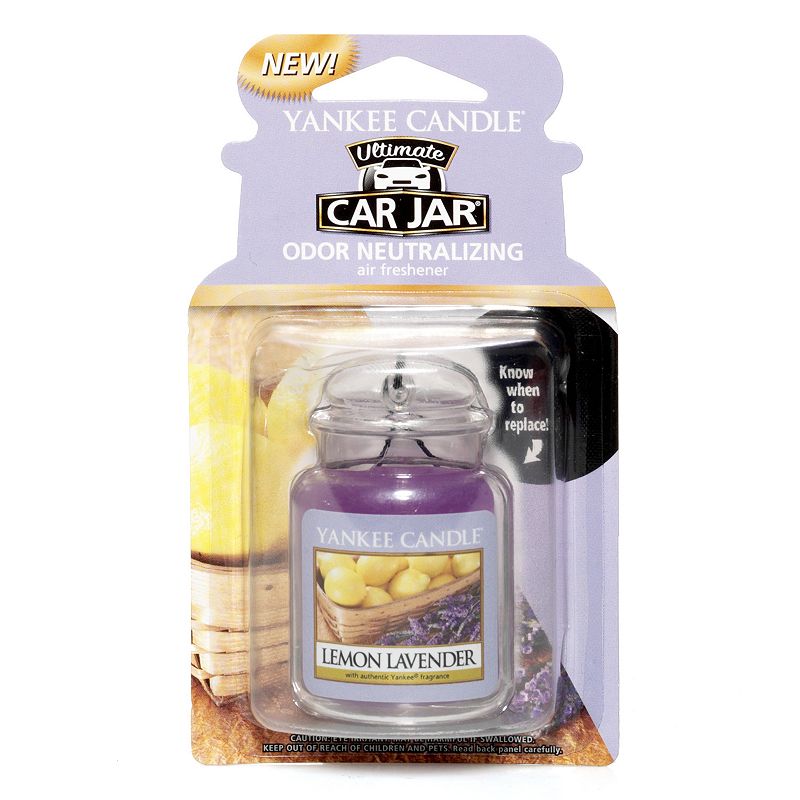 Yankee Candle Car Jar Lemon Lavender Air Freshener, Lt Purple, CAR GEL