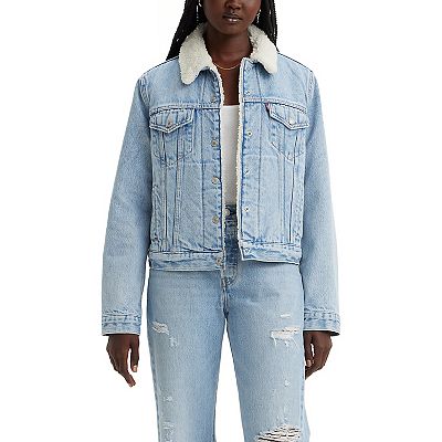 Long sherpa denim jacket womens best sale