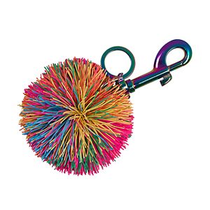 Rainbow Rubber Pom Pom Key Chain