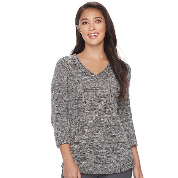 Women s Sonoma Goods For Life Pointelle V Neck Sweater