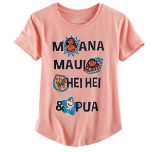 Disney's Moana Girls 7-16 Moana, Maui, Hei Hei & Pua Glitter Graphic Tee