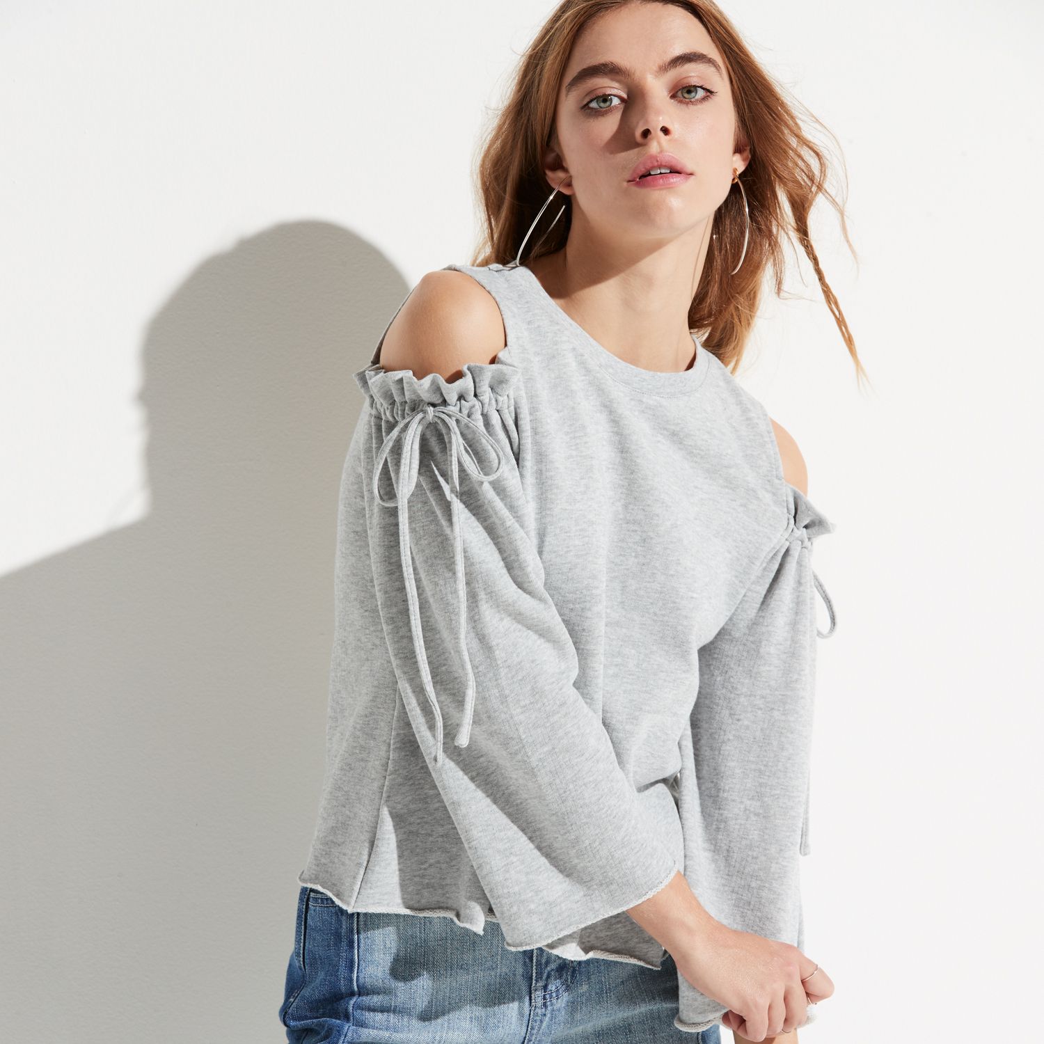 grey cold shoulder sweatshirt