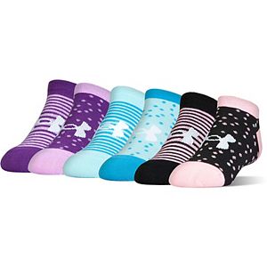 Girls 7-16 Under Armour 6-pk. Polka-Dots & Stripes No-Show Socks