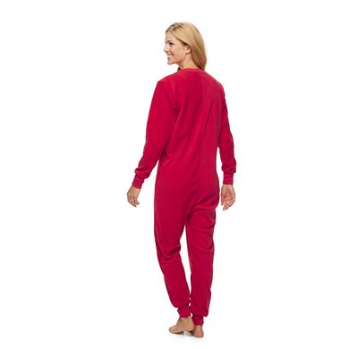 Women's Jammies For Your Families Santa Suit One-Piece Fleece Pajamas