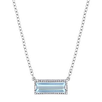Stella Grace Sterling Silver Blue Topaz & White Sapphire Rectangle Pendant