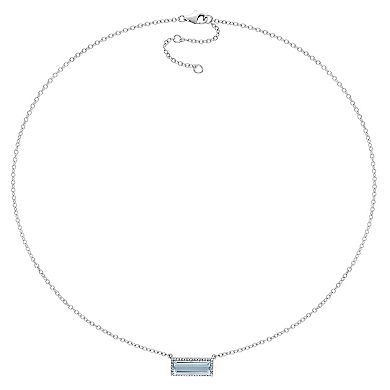 Stella Grace Sterling Silver Blue Topaz & White Sapphire Rectangle Pendant